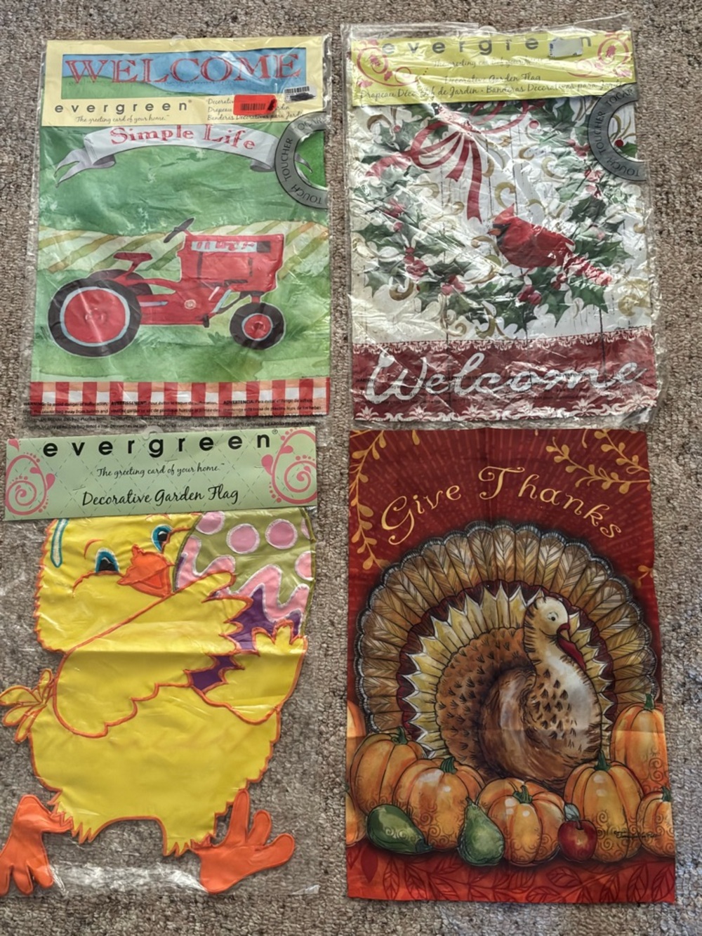 Lot of 4 Seasonal Garden Flags - NWT